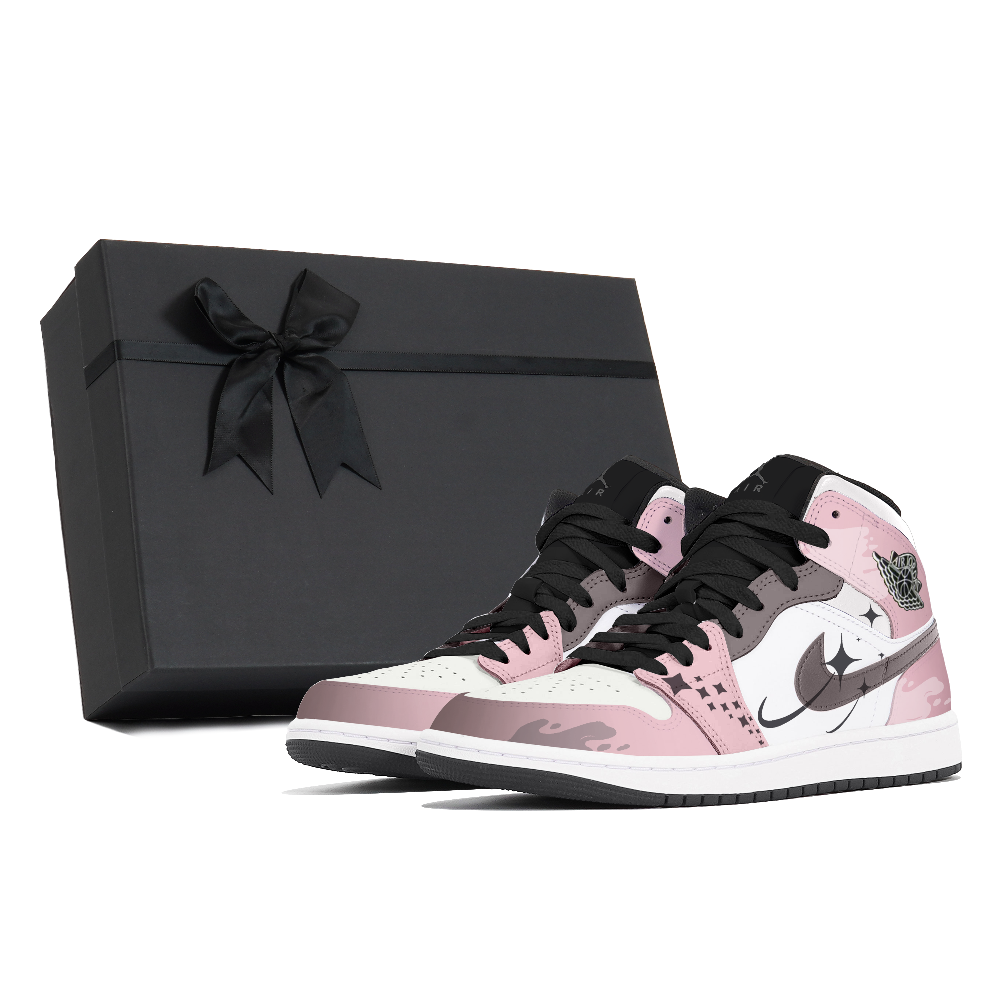 Jordan Air Jordan 1 Dust, Wave, Box Abrasion Resistant Mid Top Vintage Basketball Shoes Men's Pink