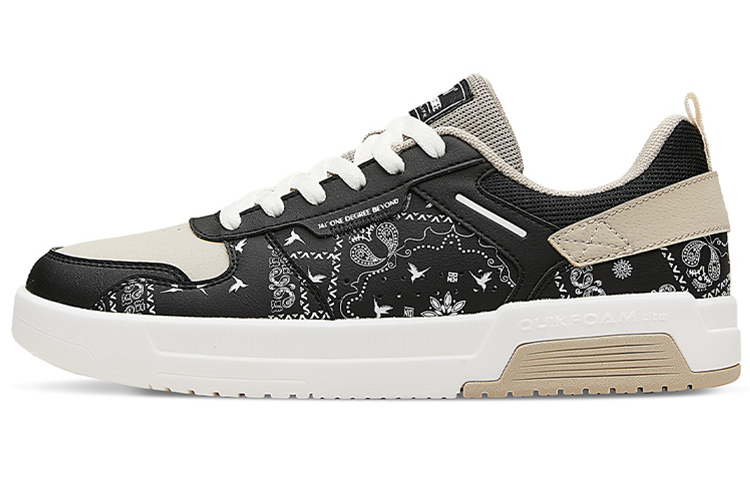 361° Aurora Q-BOOM Technology Anti-Slip And Wear-Resistant Breathable Low-Top Skateboard Shoes Black Beige