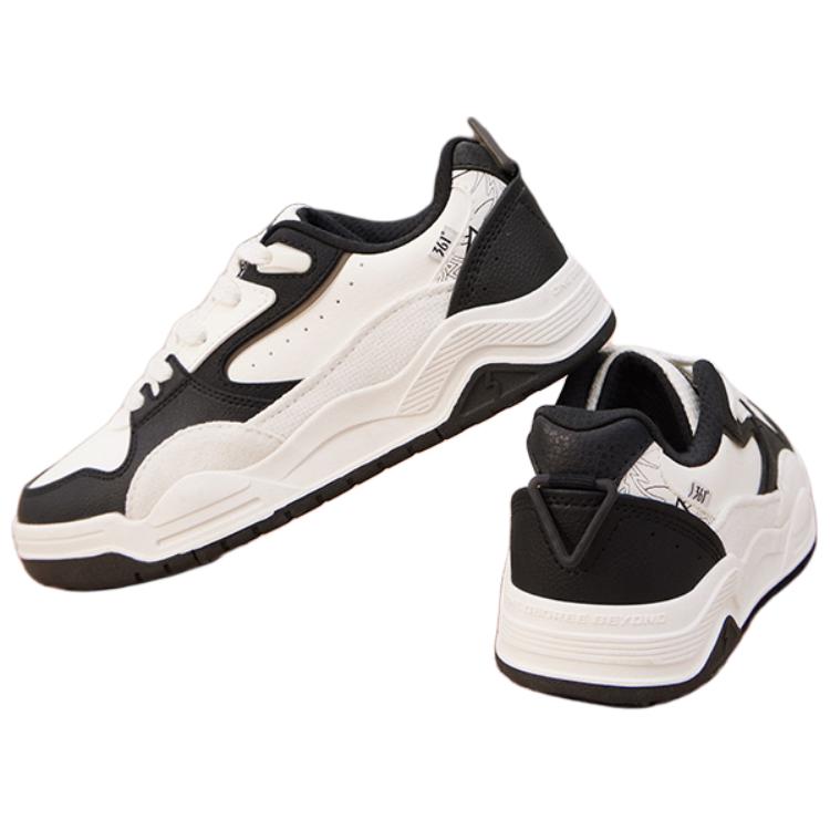 361° Type Burning Series Anti-Slip Wear-Resistant Low-Top Skateboard Shoes Women's Black White