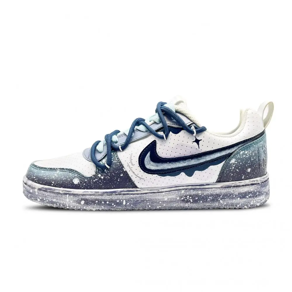 Nike Court Borough Ruined Ruins Icy Snow Thermal Abrasion Resistant Low top Skateboard Shoes Men's Cyan White