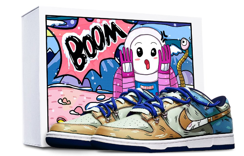 Nike Dunk Low Low-Top Skateboard Shoes GS Khaki Gray Blue