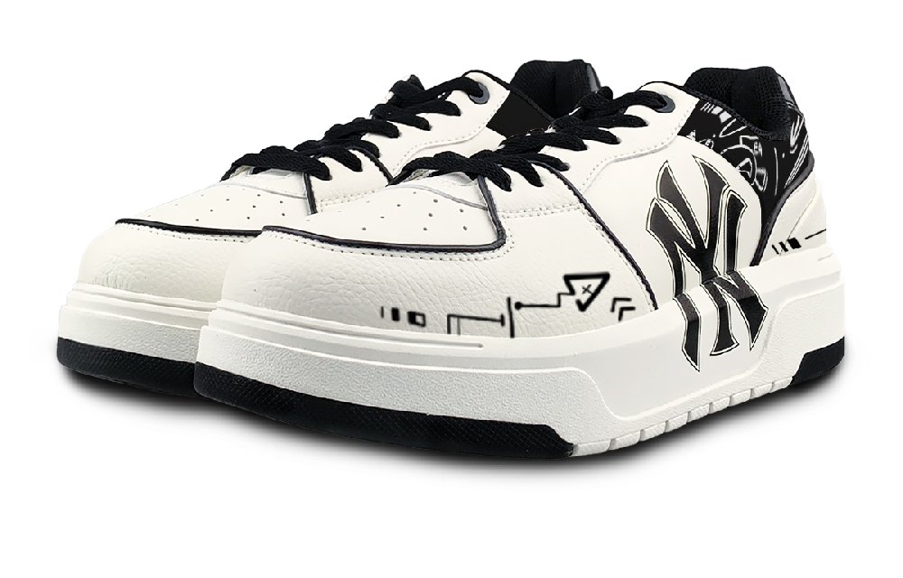 MLB Chunky Liner Abrasion Resistant Low Top Skateboard Shoes Unisex Black White