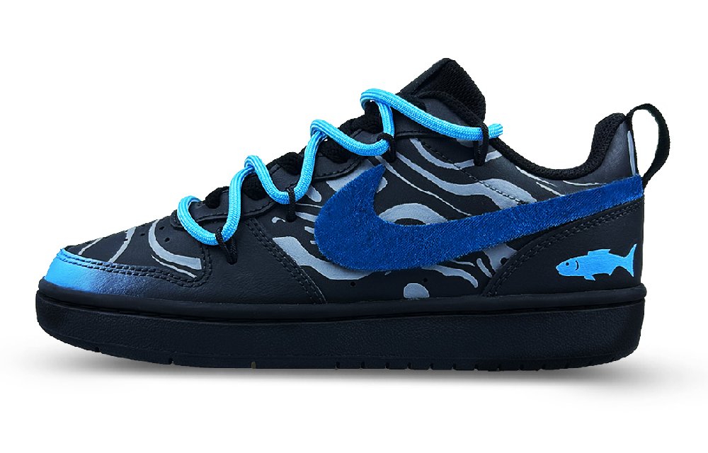 Nike Court Borough Low 2 Anti-Slip Wear-Resistant Low-Top Skateboard Shoes GS Blue Black Silver