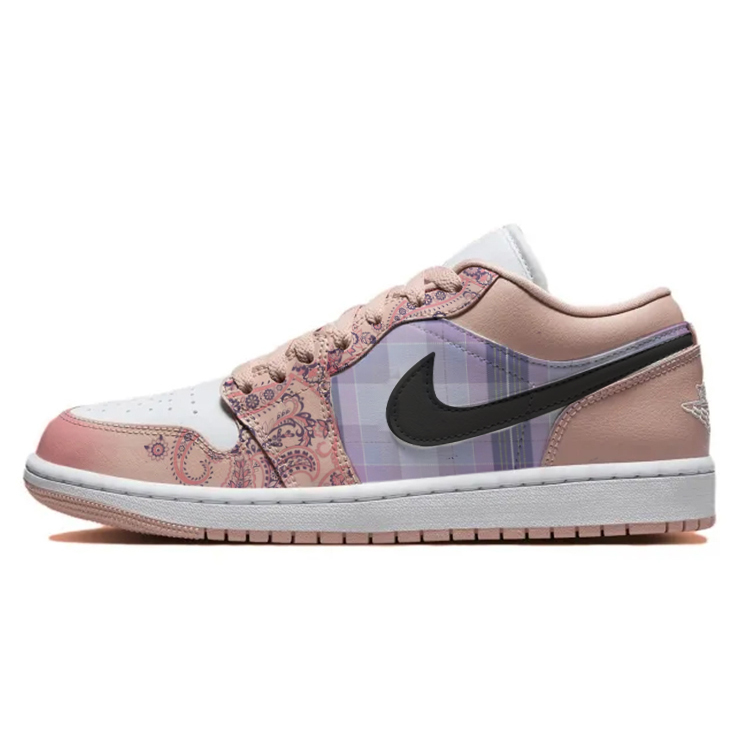 Jordan Air Jordan 1 Gradient Paisley Versatile Wear-Resistant Low-Top Vintage Basketball Shoes Unisex Pink White