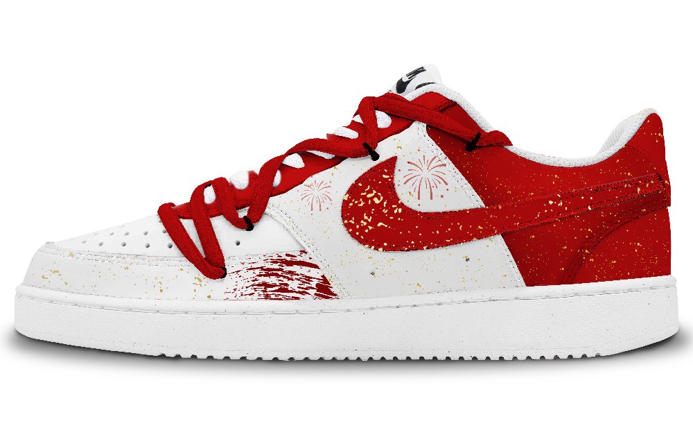 Nike Court Vision 1 Anti Slip Wear Resistant Low Top Skateboard Shoes Men's White Red