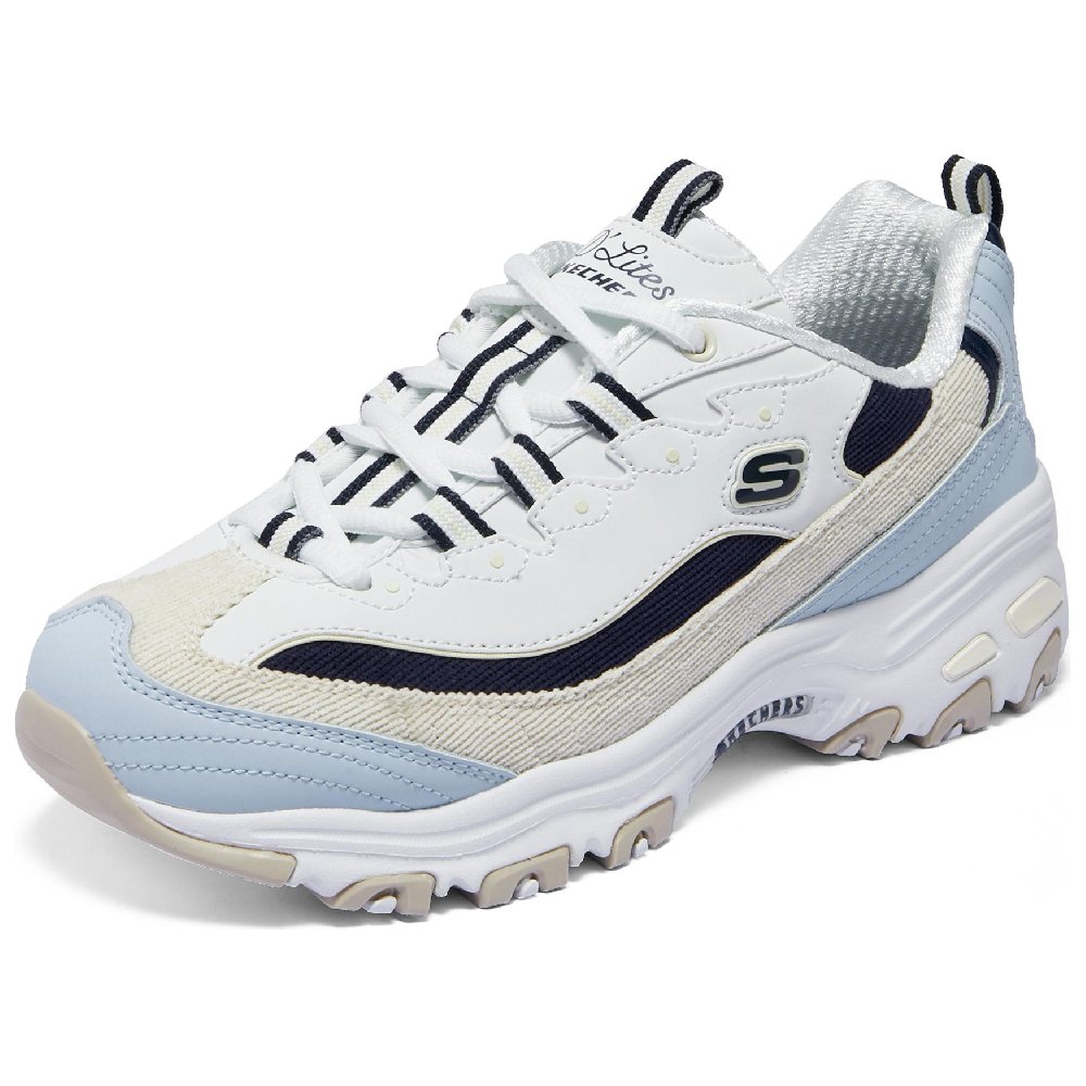 Skechers D'LITES 1.0 Low Top Chunky Sneakers Women's White Blue