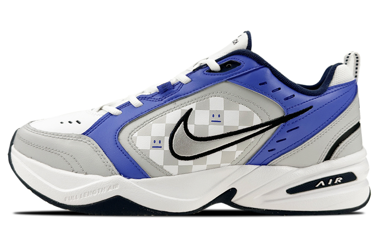 Nike Air Monarch 4 Low-Top Chunky Sneakers Unisex Blue And Gray Checkerboard