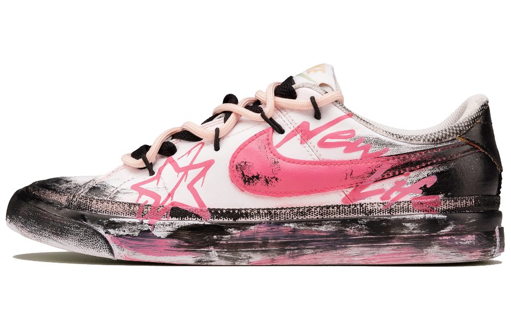 Nike Court Legacy Abrasion Resistant Low Top Skateboard Shoes Women's Black Pink