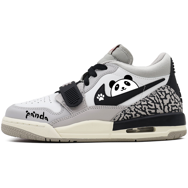 Jordan Legacy 312 Cushioned Slip-Resistant Abrasion-Resistant Mid-Top Vintage Basketball Shoes Women's White Gray