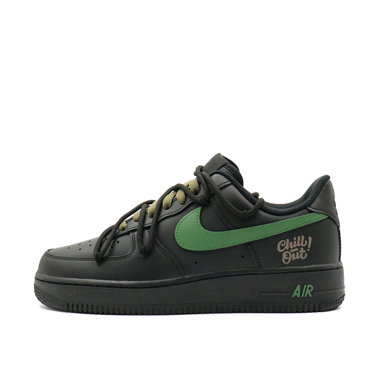 Nike Air Force 1 Anti Slip Wear Resistant Low Top Skateboard Shoes Unisex Black Green