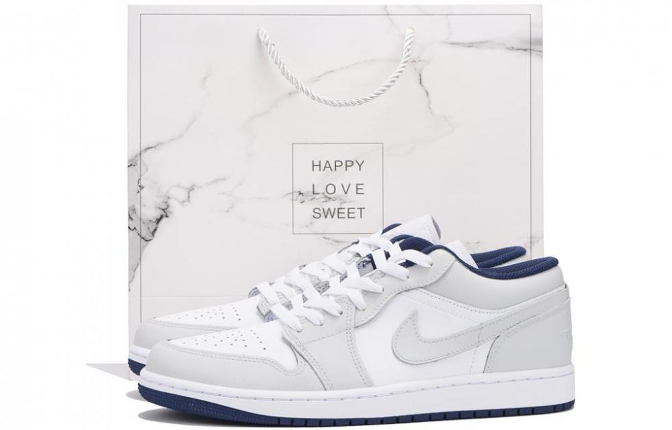 JORDAN Air JORDAN 1 Vintage Basketball Shoes Men Low-Top Black White Gray