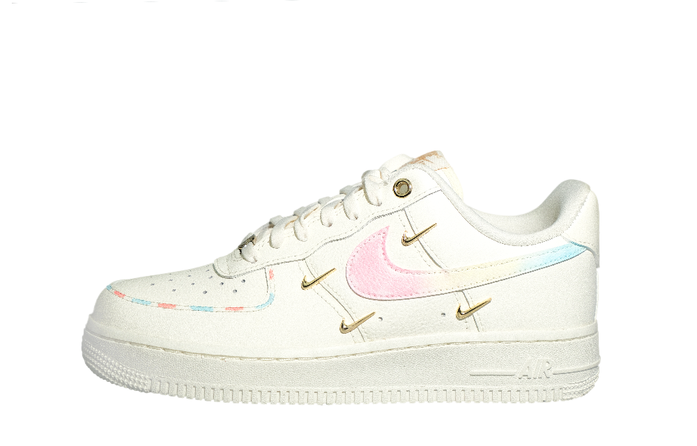 Nike Air Force 1 Low Top Skateboard Shoes Women's White Gold