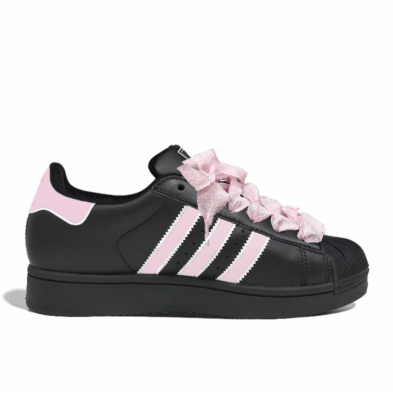Adidas Originals Superstar Skateboard Shoes Women's Low top Black Pink