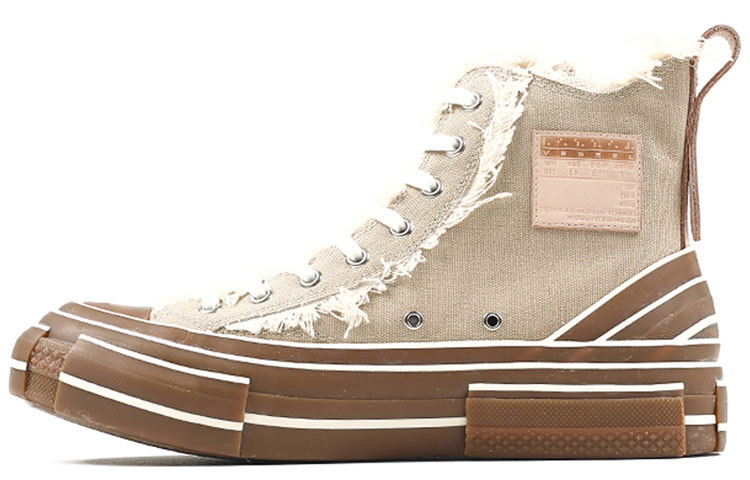 VESSEL G.O.P.Highs Khaki Lightweight Coverage High-Top Skateboard Shoes Unisex Khaki