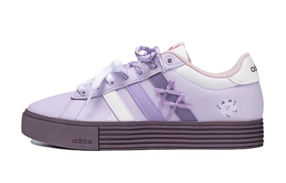 Adidas Daily 4.0 Wisteria Hyacinth Abrasion Resistant Low Top Skateboard Shoes Unisex Purple White