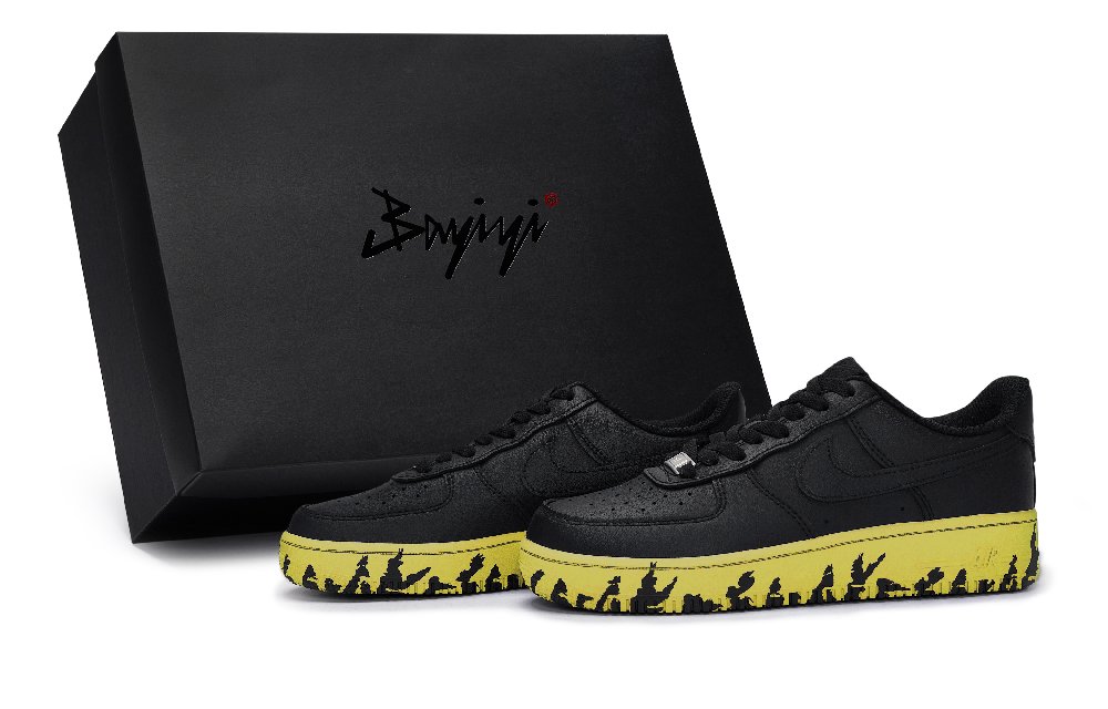 Nike Air Force 1 Skateboard Shoes Unisex Low Top Black/Yellow