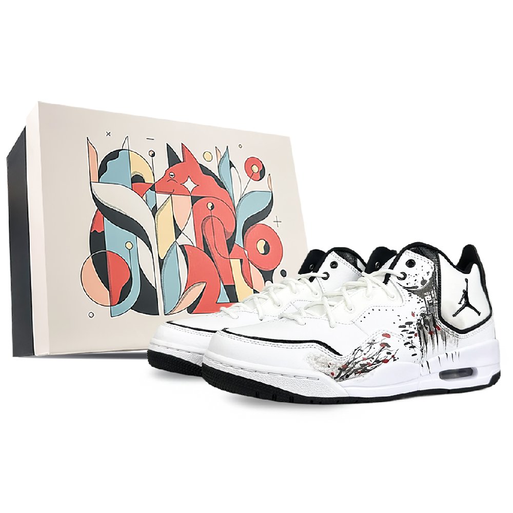 Jordan Courtside 23 Anti-Slip Wear-Resistant Mid-Top Vintage Basketball Shoes Men's Black White