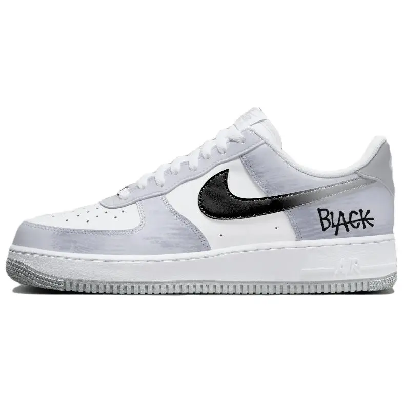 Nike Air Force 1 Cool Air Force Abrasion Resistant Low Top Skateboard Shoes Unisex Black Gray
