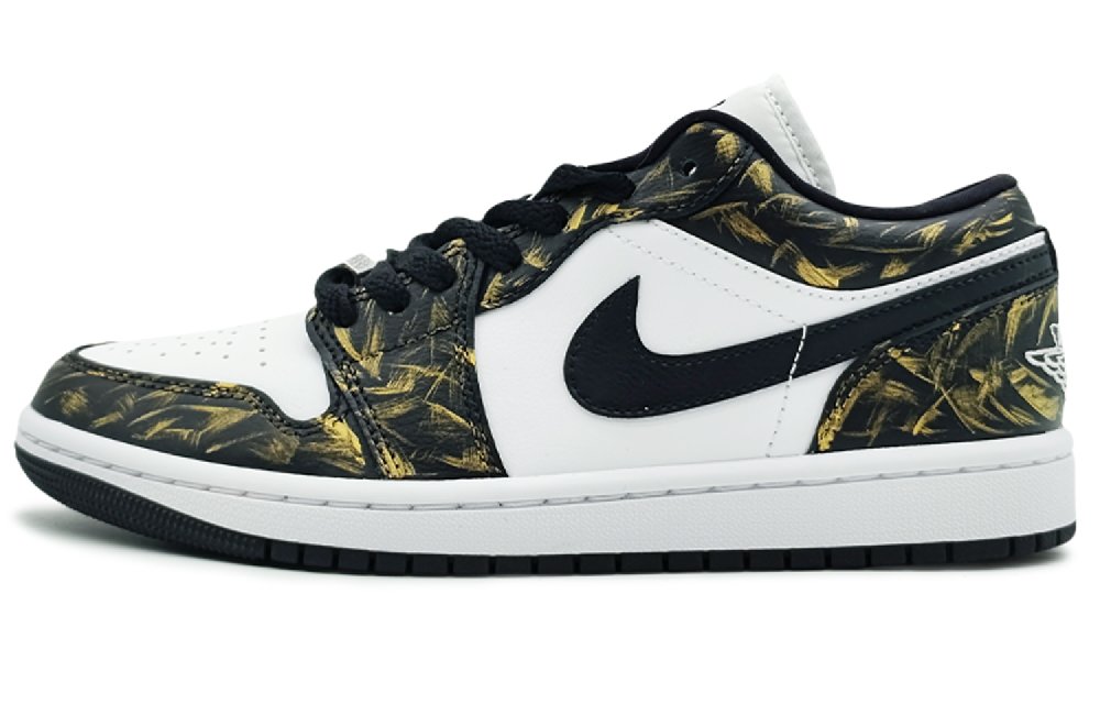 Jordan Air Jordan 1 'Panda' Panda Low-Top Vintage Basketball Shoes Women's Black Gold