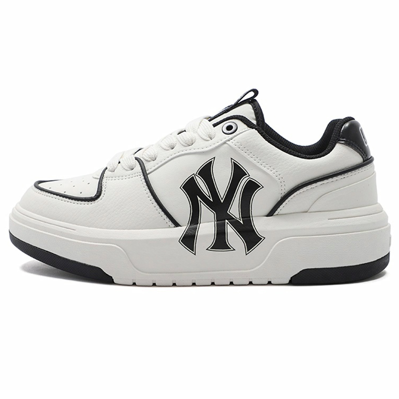 MLB New York Yankees Height Increasing Low-Top Skateboard Shoes Unisex White Beige Pink