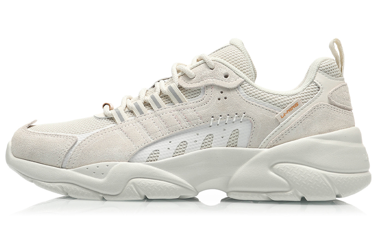 LiNing Moonchaser Cushioned Slip-Resistant Abrasion-Resistant Low-Top Casual Shoes Men's Pearl White