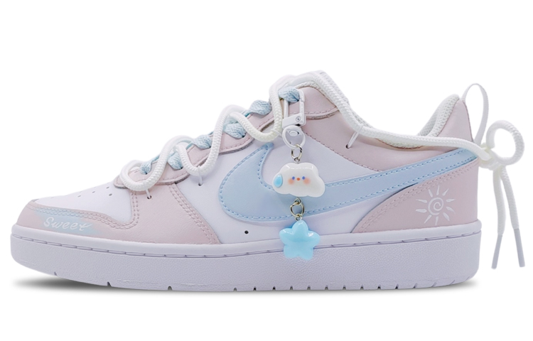 Nike Court Borough Anti-Slip Wear-Resistant Low-Top Skateboard Shoes Women's Pink Blue