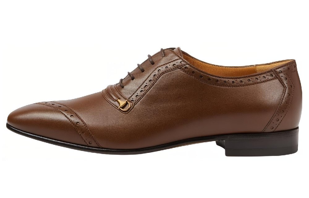 GUCCI Oxford Lace Up Shoes Brown