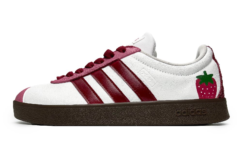 Adidas Neo Vl Court Classic Anti-Slip Wear-Resistant Low-Top Skateboard Shoes Unisex Pink White