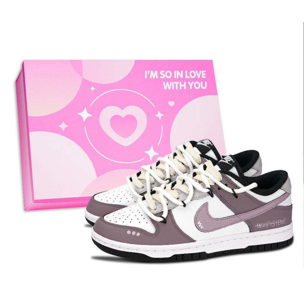Nike Dunk Black White, Message Of Love Abrasion Resistant Low Top Skateboard Shoes Unisex Gray Purple