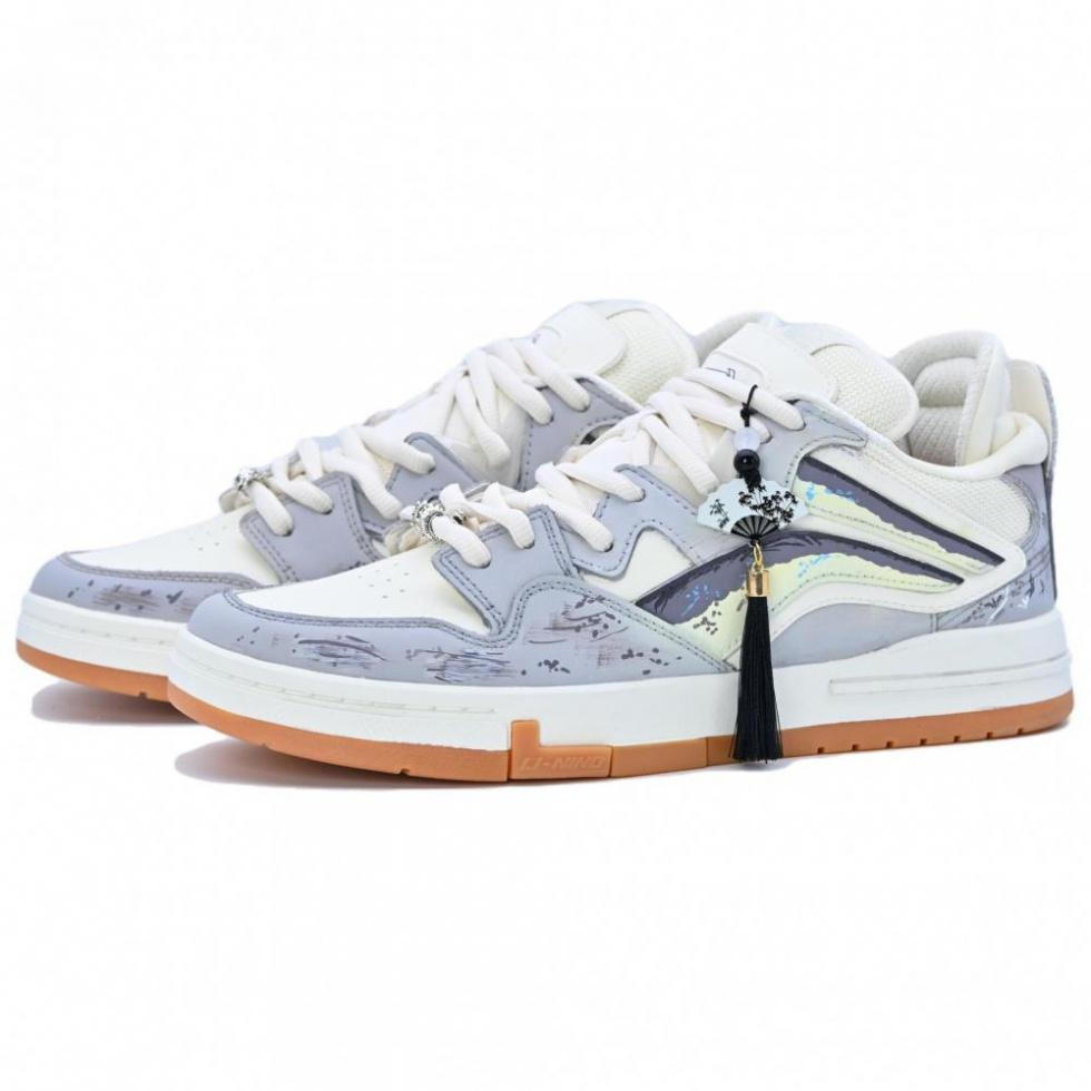 LiNing Wei Wu PRO Ink Bamboo Chinoiserie Coverage Wear-Resistance Balance Low-Top Skateboard Shoes Men's White Gray купить в интернет-магазине Yoocart с быстрой доставкой по России.