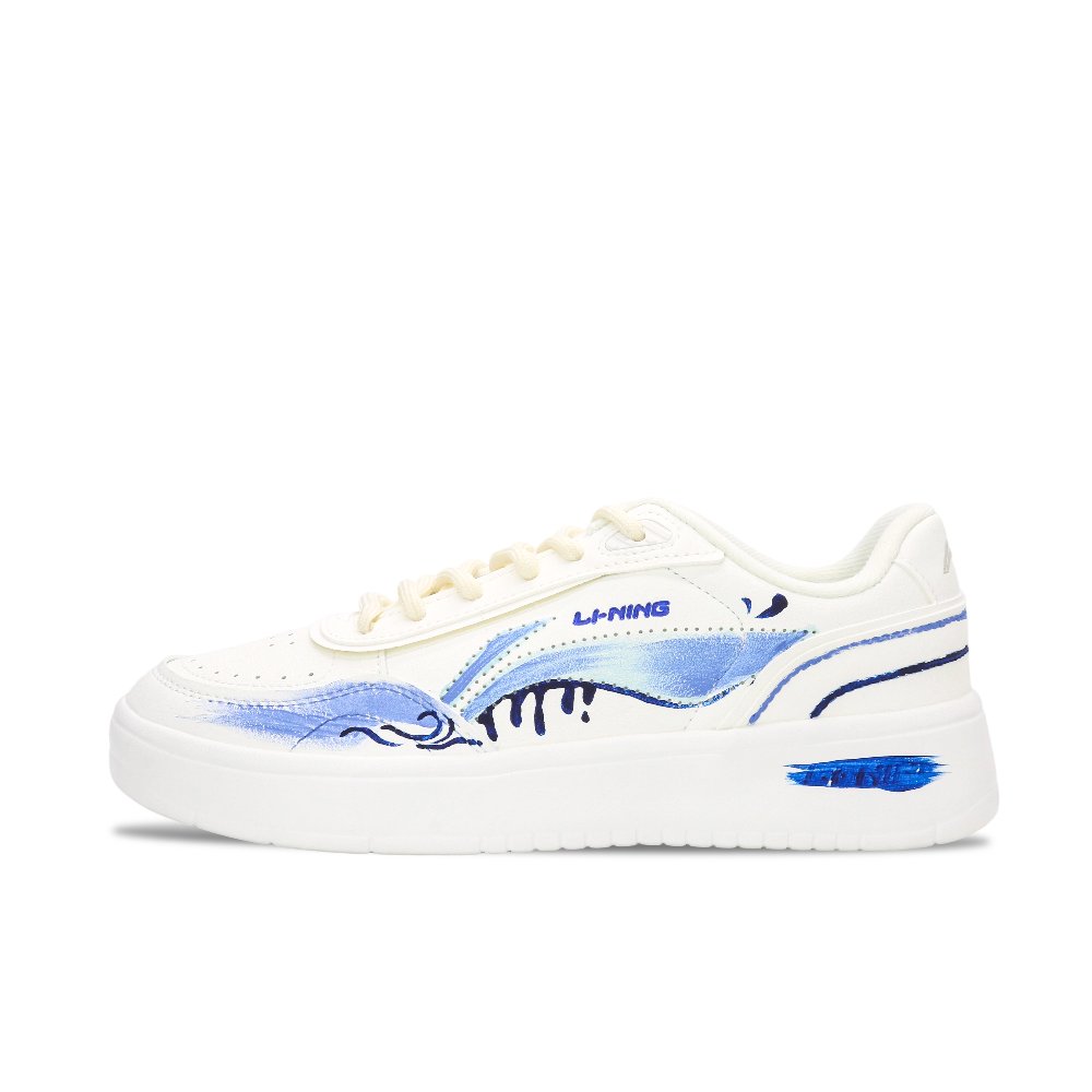 LiNing Su Cushioning, Wear Resistant Low Top Skateboard Shoes Women's White Blue