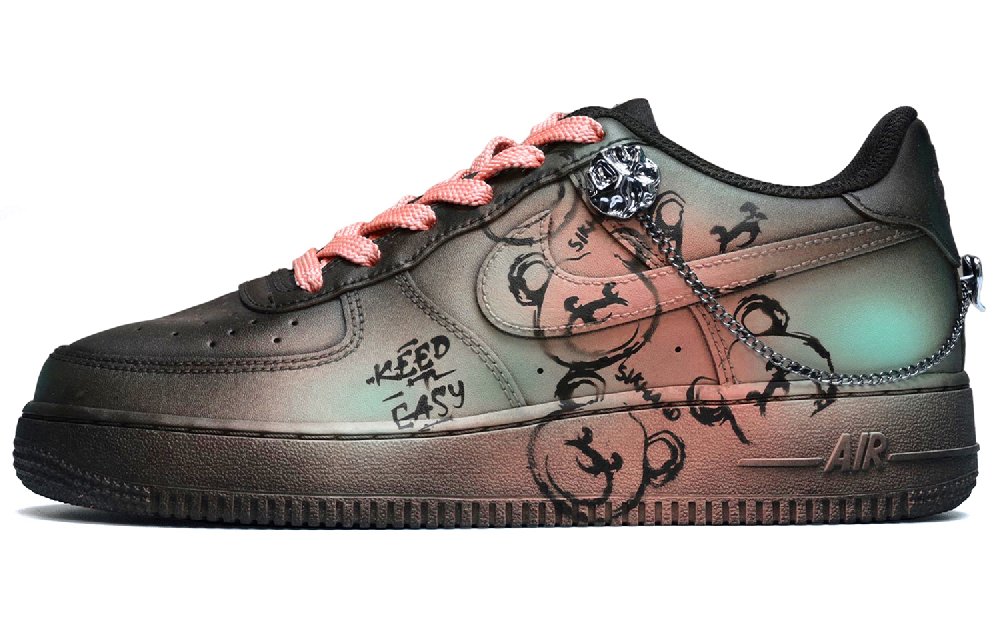 Nike Air Force 1 Low CUS ID Summer Party Low-Top Skateboard Shoes Women's Black Pink