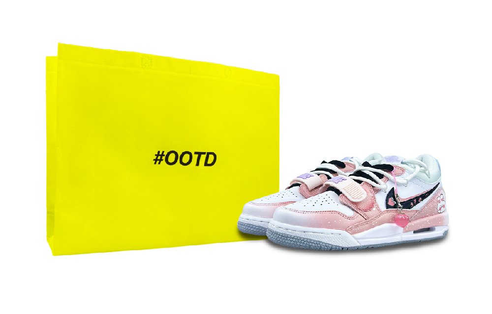 Jordan Legacy 312 Slip-Resistant Low-Top Vintage Basketball Shoes GS White Pink Black