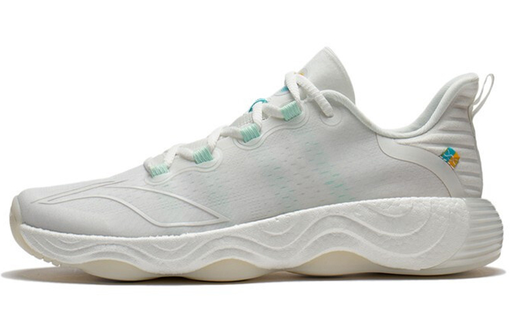 LiNing Wujie 3 Cushioning, Slip Resistant, Abrasion Resistant, Rebound Low Top Casual Shoes Men's Champagne White
