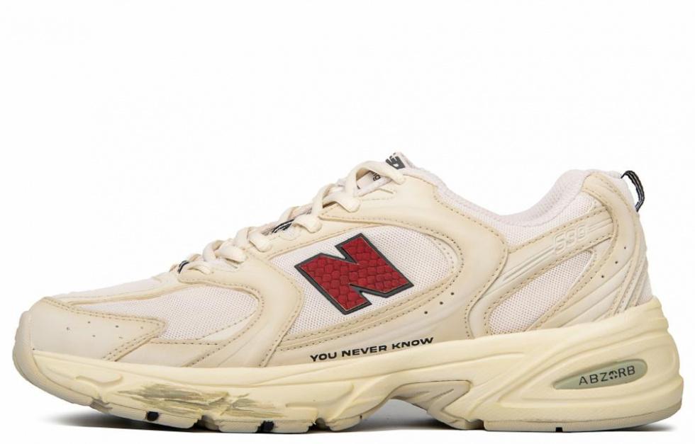 New Balance NB 530 Anti-Slip Wear-Resistant Low-Top Casual Running Shoes Unisex Beige Red