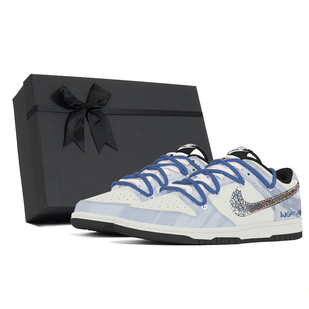 Nike Dunk Dust Collection Slip Resistant, Abrasion Resistant, Lightweight Low Top Skateboard Shoes Unisex White Blue