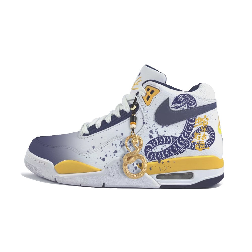 Nike Flight Legacy Cushioning Anti-Slip And Wear-Resistant Mid-Top Vintage Basketball Shoes Men's White