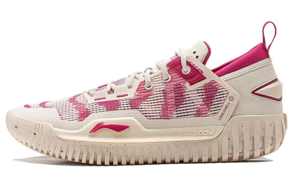LiNing BadFive 3 Low Cushioning Abrasion Resistant Lightweight Low Top Basketball Shoes Men's Beige White Pink
