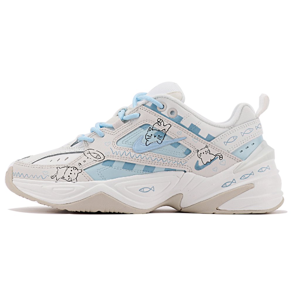 Nike M2K Cushioned Anti-Slip And Wear-Resistant Lightweight Low-Top Chunky Sneakers Women's Beige Blue