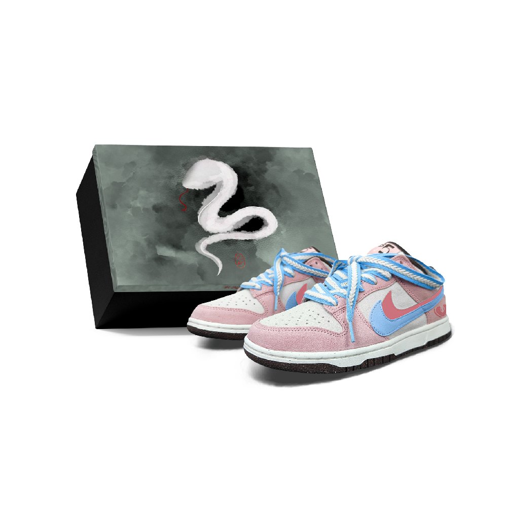 Nike Dunk Anti Slip Wear Resistant Low Top Skateboard Shoes Unisex Blue Pink