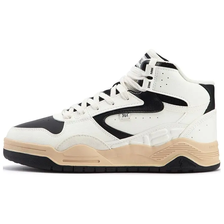 361° Xingran Anti-Slip Wear-Resistant High-Top Skateboard Shoes Women's White Black