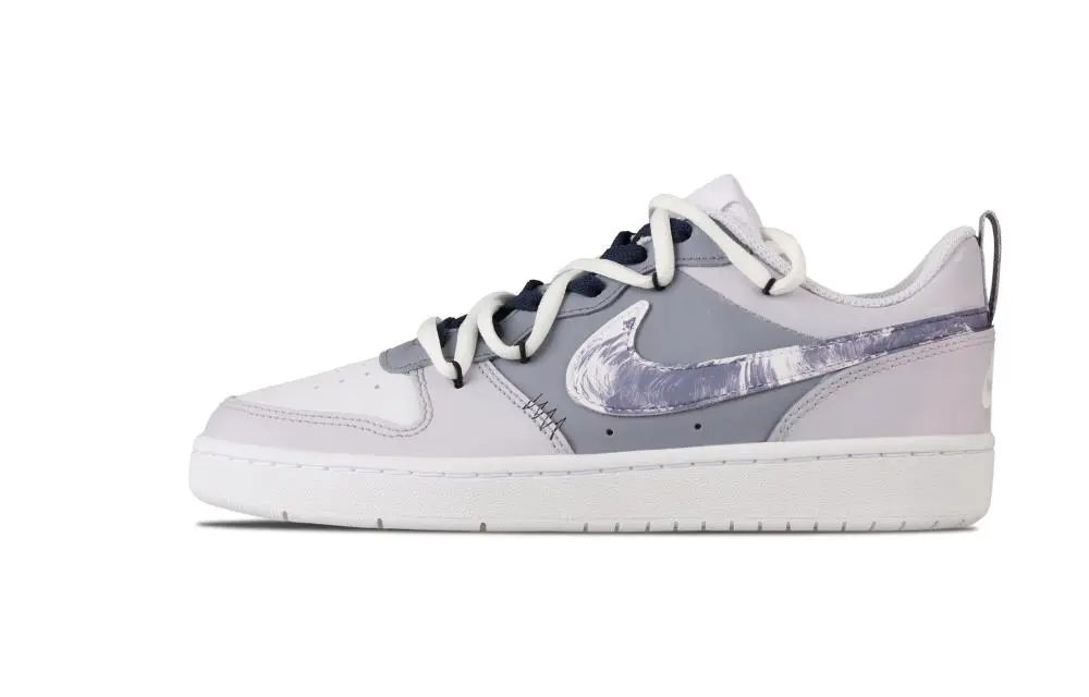 Nike Court Vision 1 Blue Trace Record Abrasion Resistant Low Top Skateboard Shoes Unisex Silver Gray