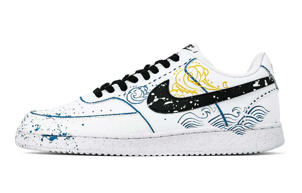 Nike Court Vision 1 Wave Slip Resistant Abrasion Resistant Low top Skateboard Shoes Men's White Blue