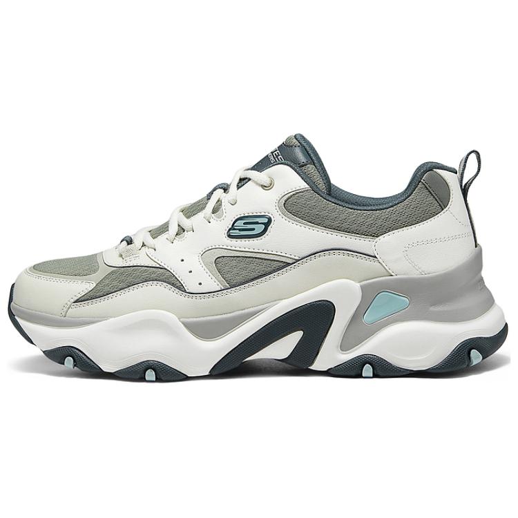 Skechers DLITES Anti-Slip Wear-Resistant Low-Top Chunky Sneakers Men's Gray Green