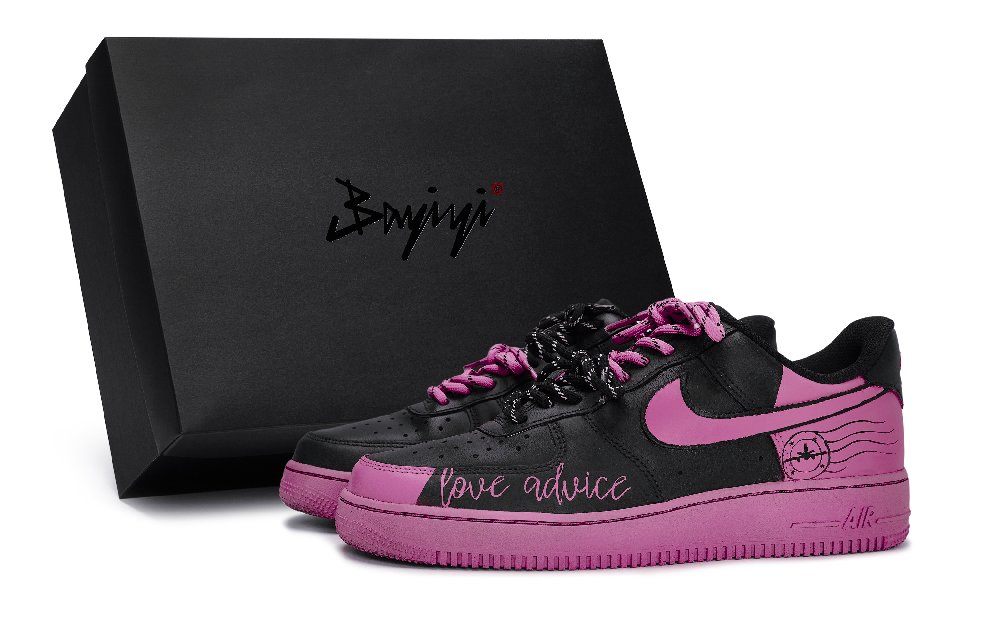 Nike Air Force 1 Skateboard Shoes Unisex Low Top Black/Rose Red