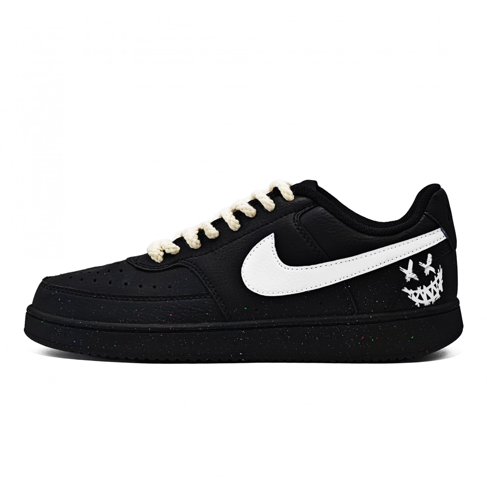Nike Court Vision Low Skateboard Shoes Unisex Low top Black, Ecru