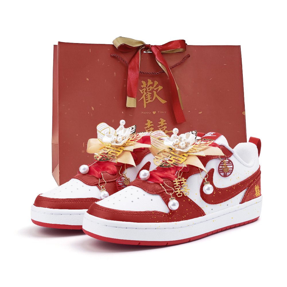 Nike Court Borough Cushioning, Wear Resistant Low Top Skateboard Shoes Women's Red