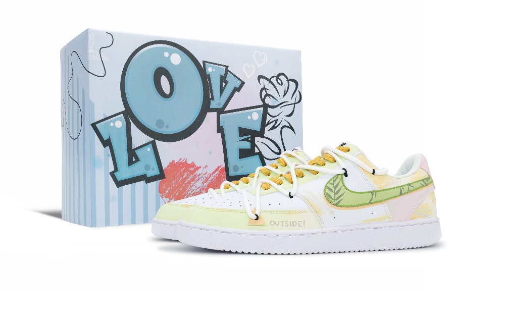 Nike Court Vision 1 Skateboard Shoes Men Low Top Yellow/Green