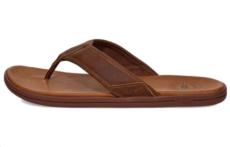 UGG Seaside Flip Leather Cowhide Slipper Coffee