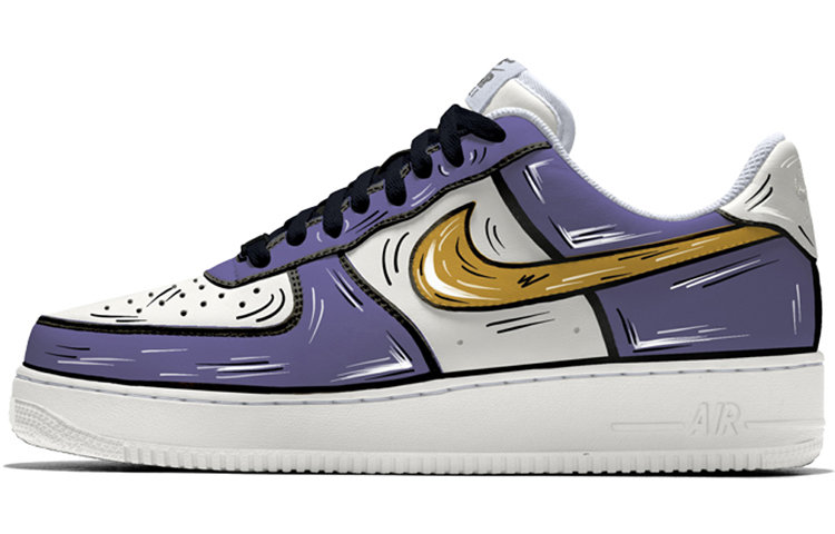 Nike Air Force 1 Air Force 1 Cushioning Wear-Resistant Low-Top Skateboard Shoes Unisex Purple Gold